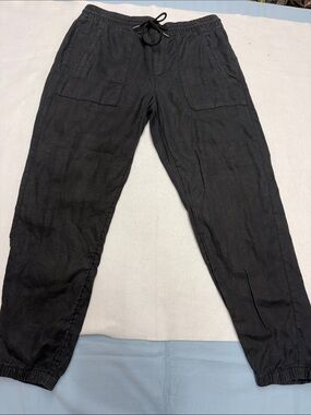 Athleta Black Women’s 100% Linen Drawstring Jogger Pants Sz M